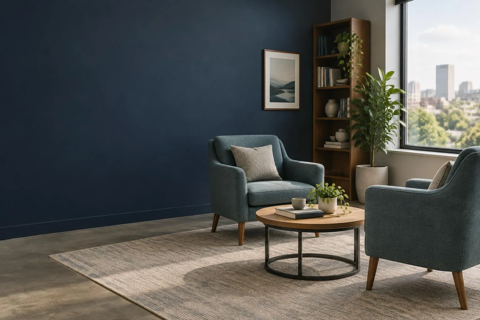 Two chairs in a quiet consulting room in natural light