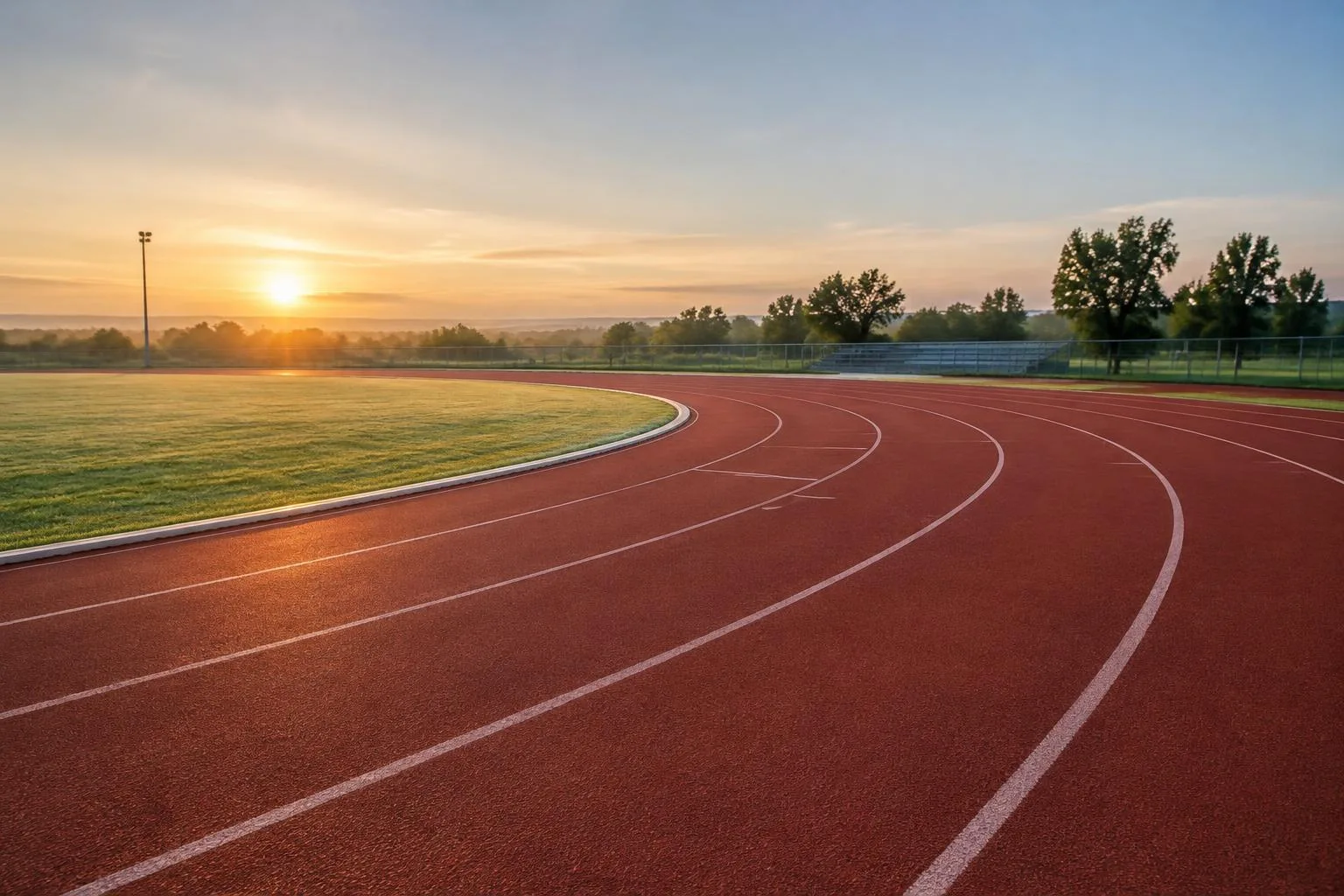 Empty running track at dawn